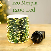 Светодиодные лед гирлянды для елки 120 метров зеленый 1200 Led роса