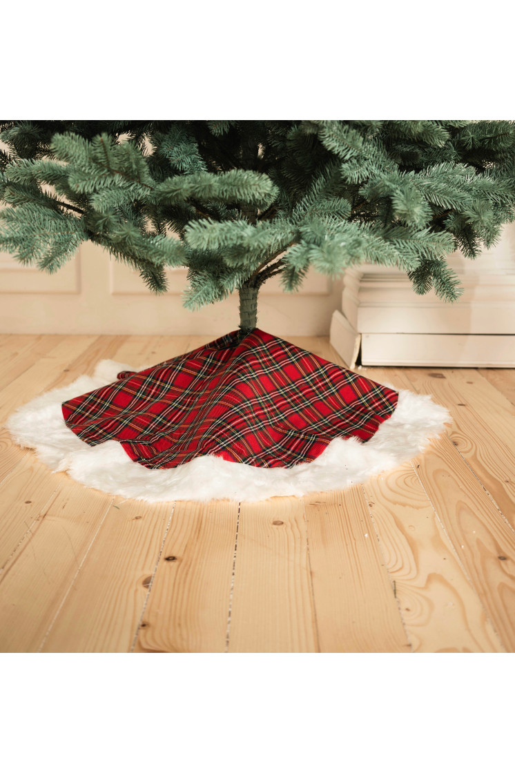 Коврик под елку Красный с эко мехом Коврик под елку Красный с эко мехом