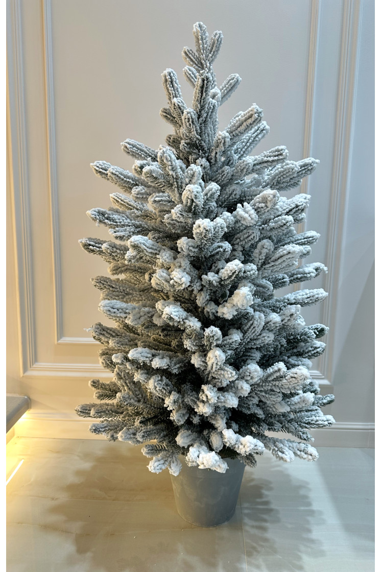 Искусственная литая елка в горшке 1м заснеженная Искусственная литая елка в горшке 1м заснеженная