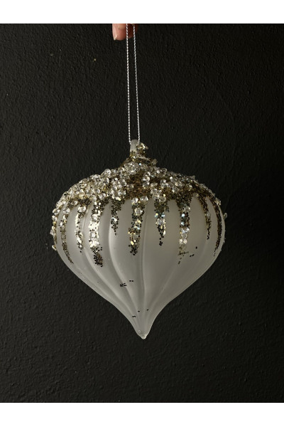 Капля 10 см  Стеклянная новогодняя игрушка для декора елки