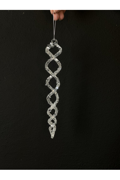 Сосулька-спираль Стеклянная новогодняя игрушка для декора елки