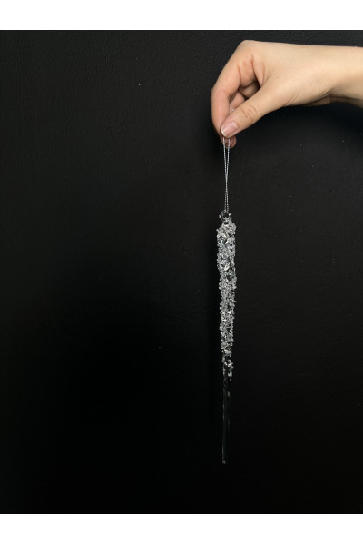 Сосулька  Стеклянная новогодняя игрушка для декора елки