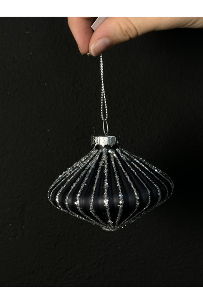 Ромб Черный 8 см Стеклянная новогодняя игрушка для декора елки