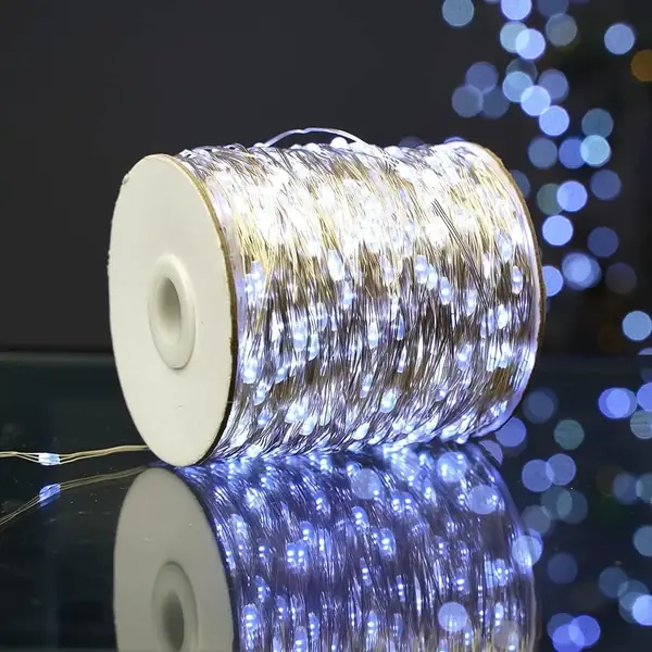 Светодиодные лед гирлянды для елки 50 м серебряный 500 Led роса — фото 3