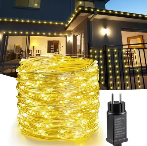 Світлодіодні лед гірлянди для ялинки 50 м срібний 500 Led роса