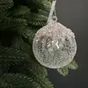 Шар с розовым глитером 8 см Стеклянная новогодняя игрушка для декора елки